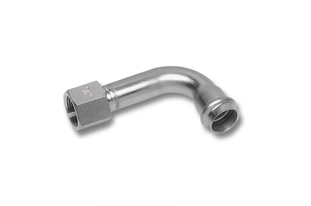 RVS 316L 1.4404 NiroSan Press bocht 90 gr F/bi BSP EN10226 18 mm x 1/2"