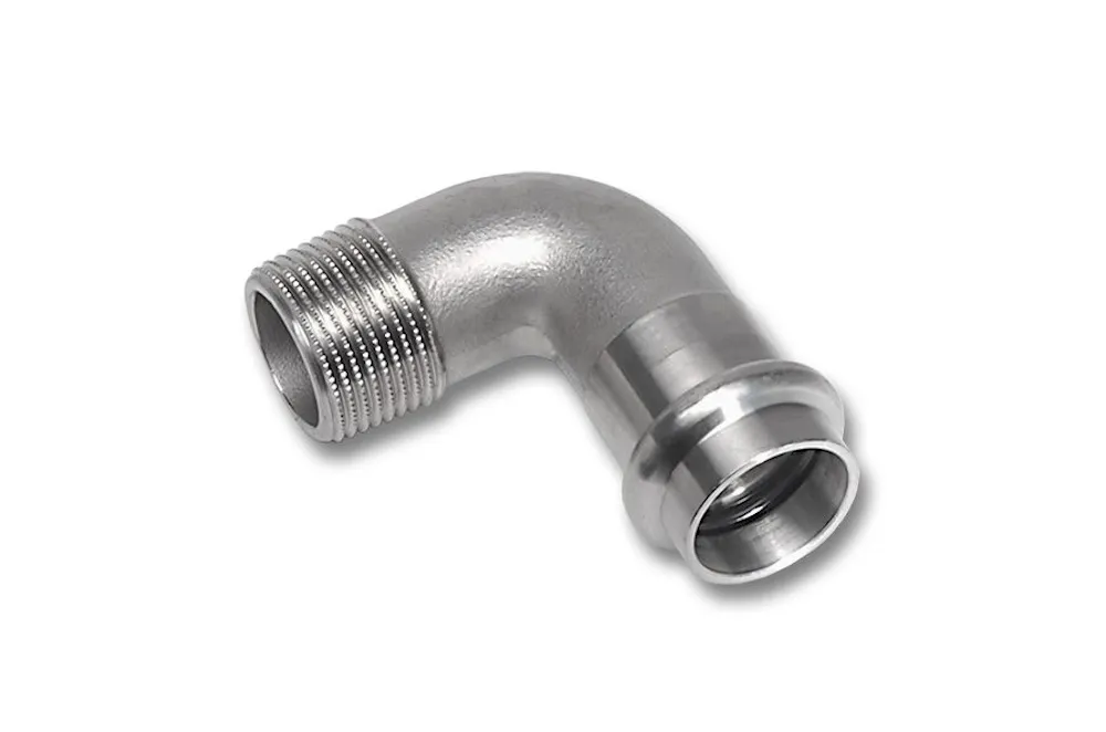 RVS 316L 1.4404 NiroSan Press knie F/bu BSP EN10226 54 mm x 2"