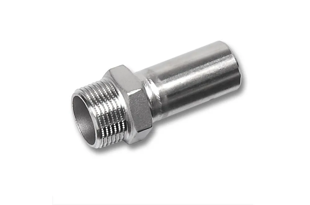 RVS 304 1.4301 NiroTherm Press verloopnippel M/bu BSP EN10226 18 mm x 1/2"