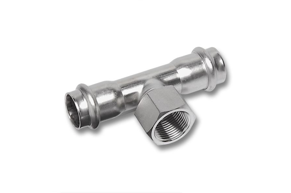 SS 316L 1.4404 NiroSan Press Reducing Tee F/in BSP/F EN10226 35x1.1/4"x35 mm