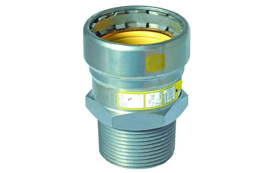 Staal SANHA Heavy Steel Press verloopnippel P/bu BSP Gas 21,3 mm x 1/2"