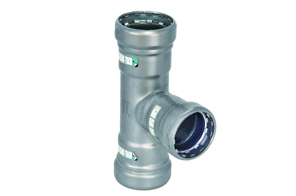 Staal SANHA Heavy Steel Press verloop teestuk P/P/P 48,3x33,7x48,3 mm 1.1/2"x1"x1.1/2"