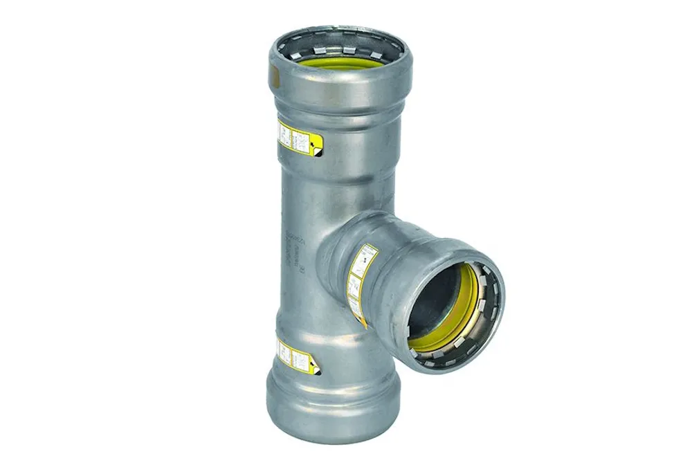Staal SANHA Heavy Steel Press verloop teestuk P/P/P Gas 26,9x21,3x26,9 mm 3/4"x1/2"x3/4"