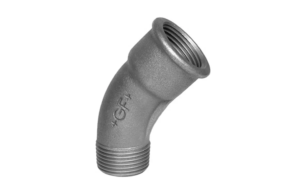 Mall. verzinkt Lange bocht 45 gr bi/bu (nr 40) BSP 3"