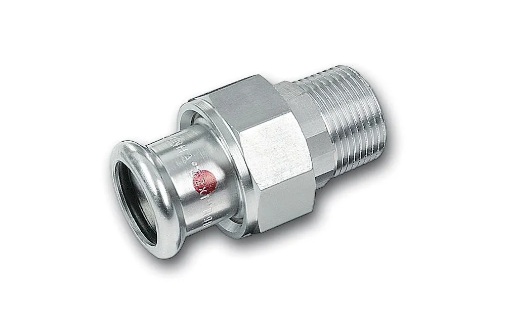 Staal SANHA Therm Press koppeling 3-delig vlak F/bu BSP verzinkt 42 mm x 1.1/2"