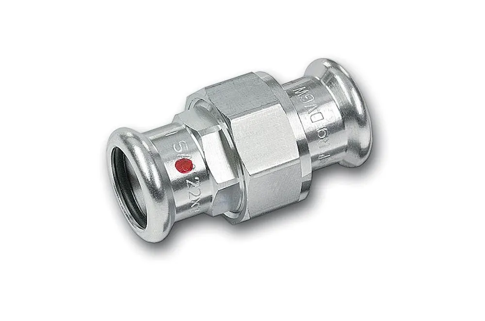 Staal SANHA Therm Press koppeling 3-delig vlak F/F verzinkt 22 mm